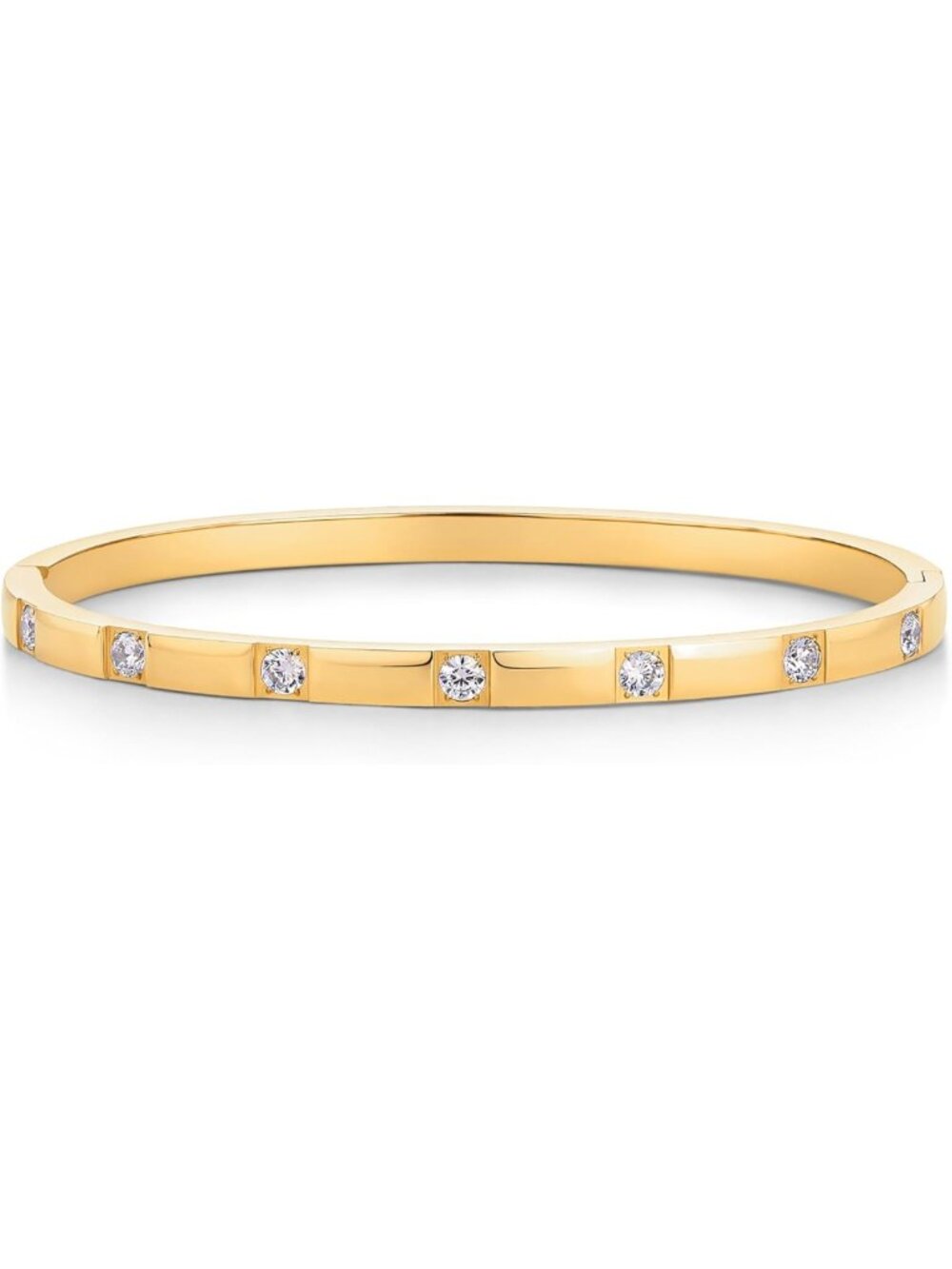 Waterproof Thin Love Bracelet for Women, 14K Gold Plated CZ Bangle Jewelry
